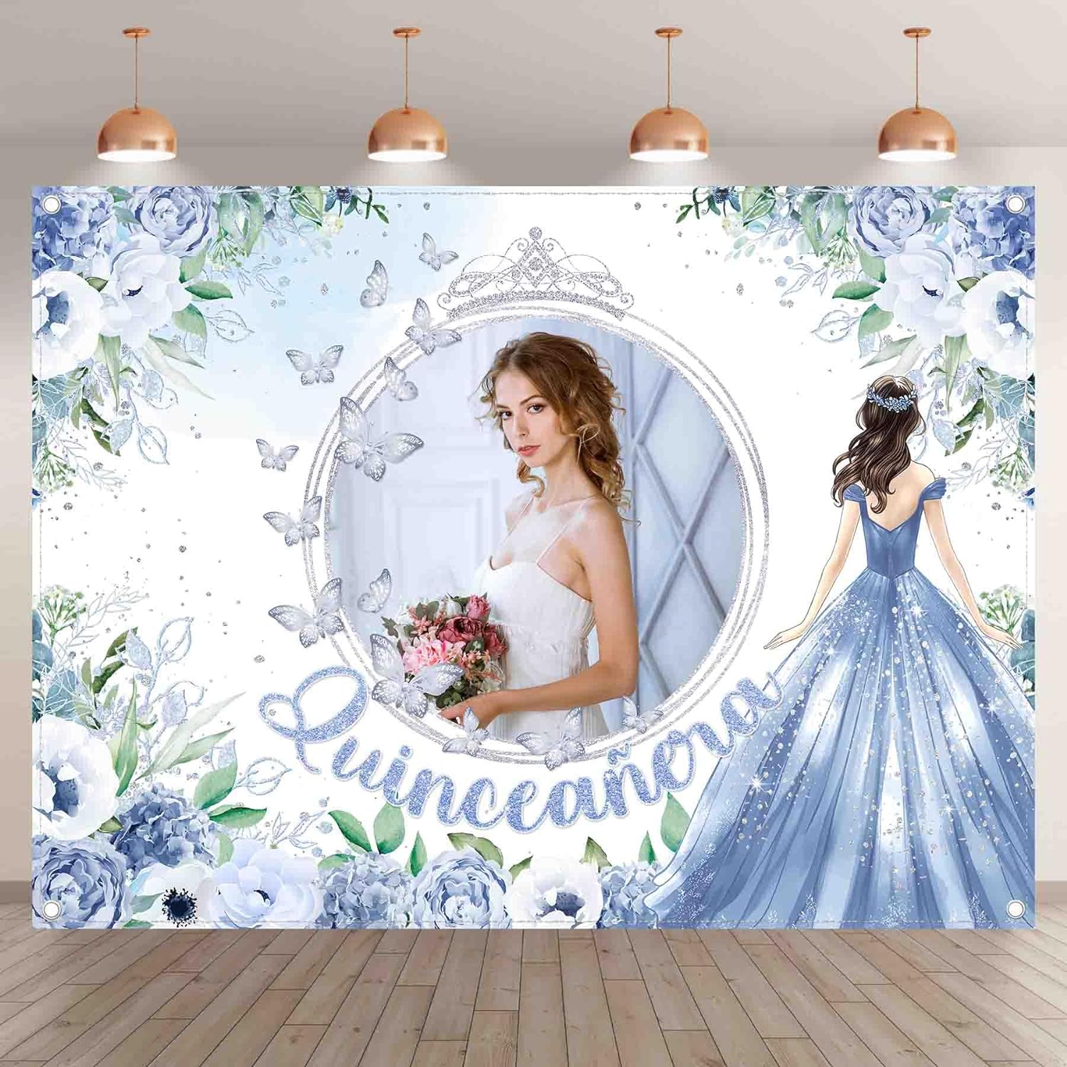 Custom DIY Name Photo Quinceanera Mis Quince Anos Birthday Backdrop