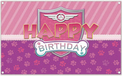 Pink Dog Paw Logo Birthday Backdrop（FAST）