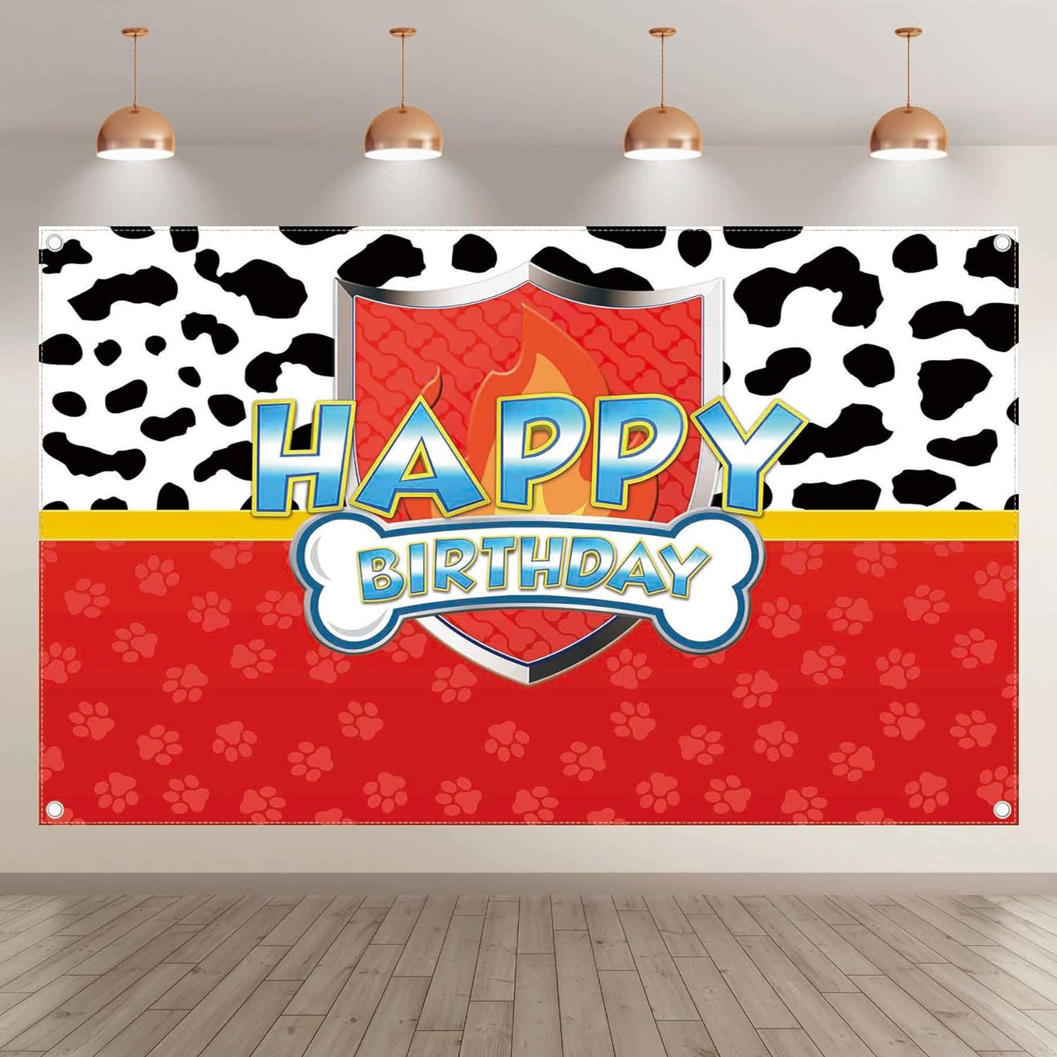 Red Dog Paw Logo Birthday Backdrop