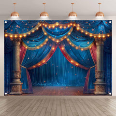 Theater Curtain Stage Glitter Stars Carnival Backdrop