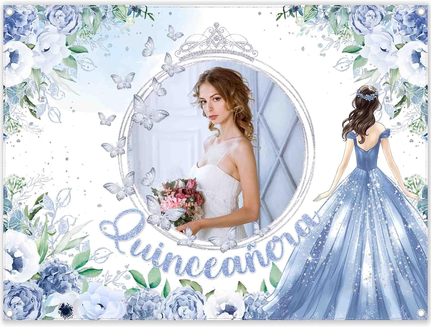 Custom DIY Name Photo Quinceanera Mis Quince Anos Birthday Backdrop