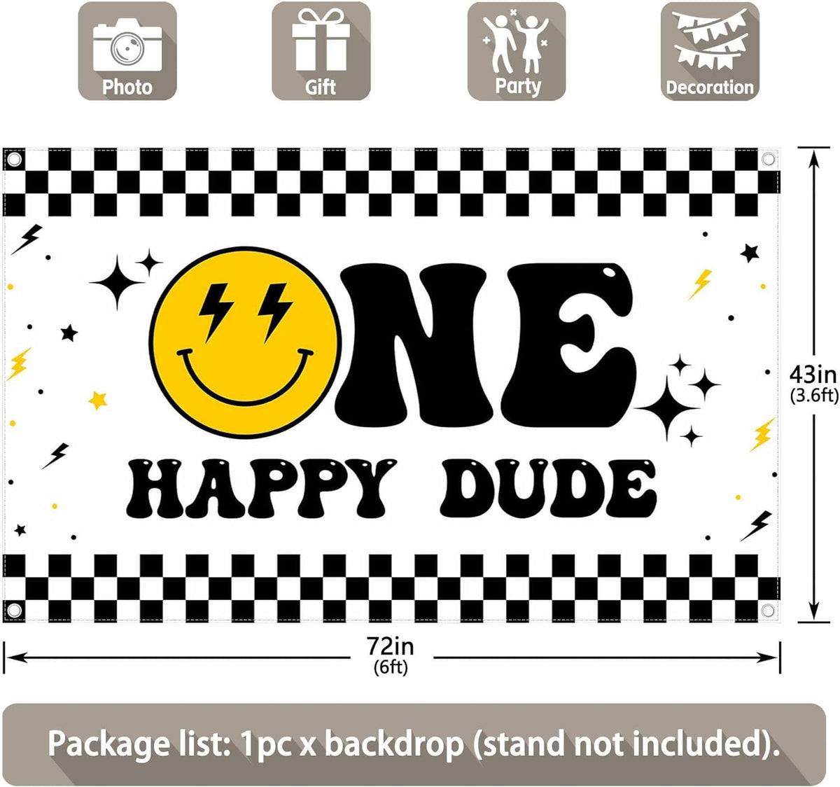 One Happy Dude Smiley Face Theme  Backdrop(FAST)