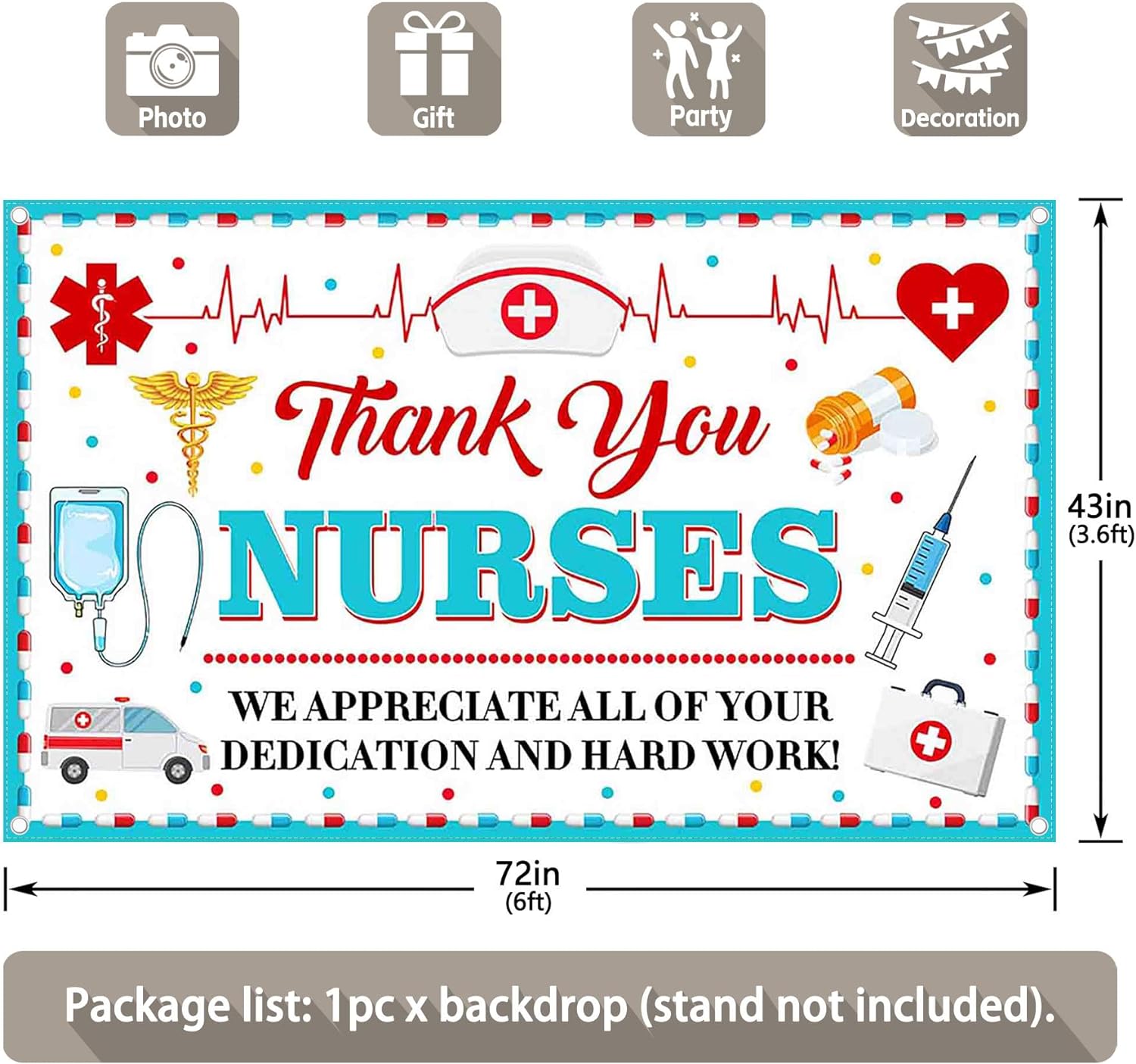 Thank You Nurses Happy National Appreciation Week Backdrop(FAST)