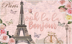 Vintage Paris Ooh la la Bonjour Pink Eiffel Tower Backdrop