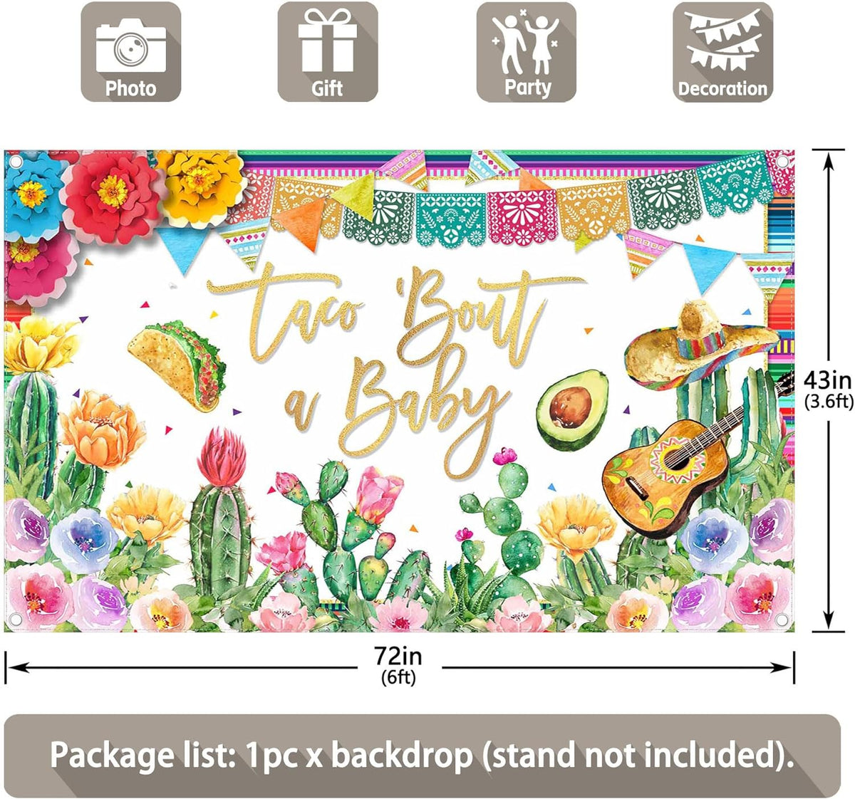 Taco Bout a Baby Mexican Fiesta Baby Shower Backdrop