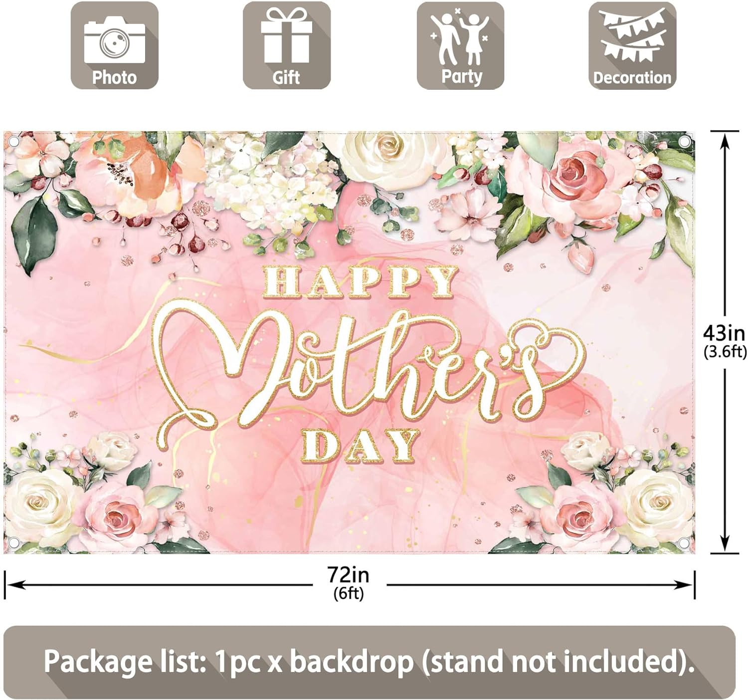 Happy Mother's Day Watercolor Floral Butterfly Backdrop(FAST)