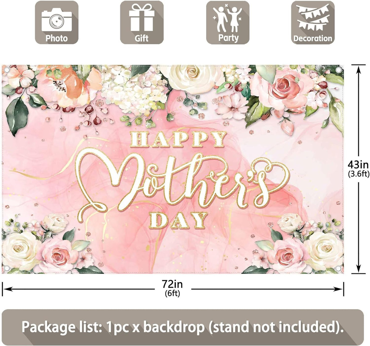 Happy Mother's Day Watercolor Floral Butterfly Backdrop(FAST)