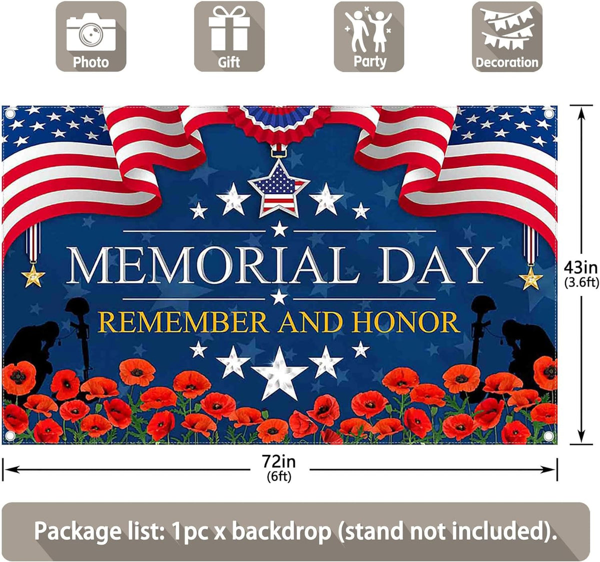 Memorial Day Remember and Honor Backdrop(FAST)