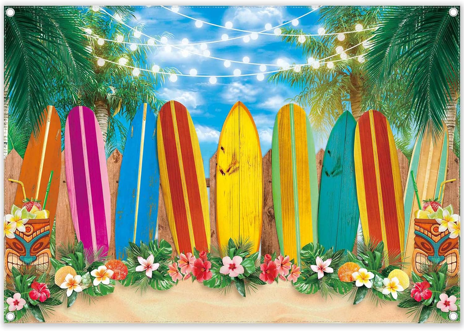 Summer Surfboard Beach Hawaiian Luau Background(FAST) - UUFelice Studio