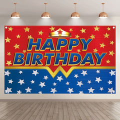 Happy Birthday American Star Red And Blue Backdrop - UUFelice Studio