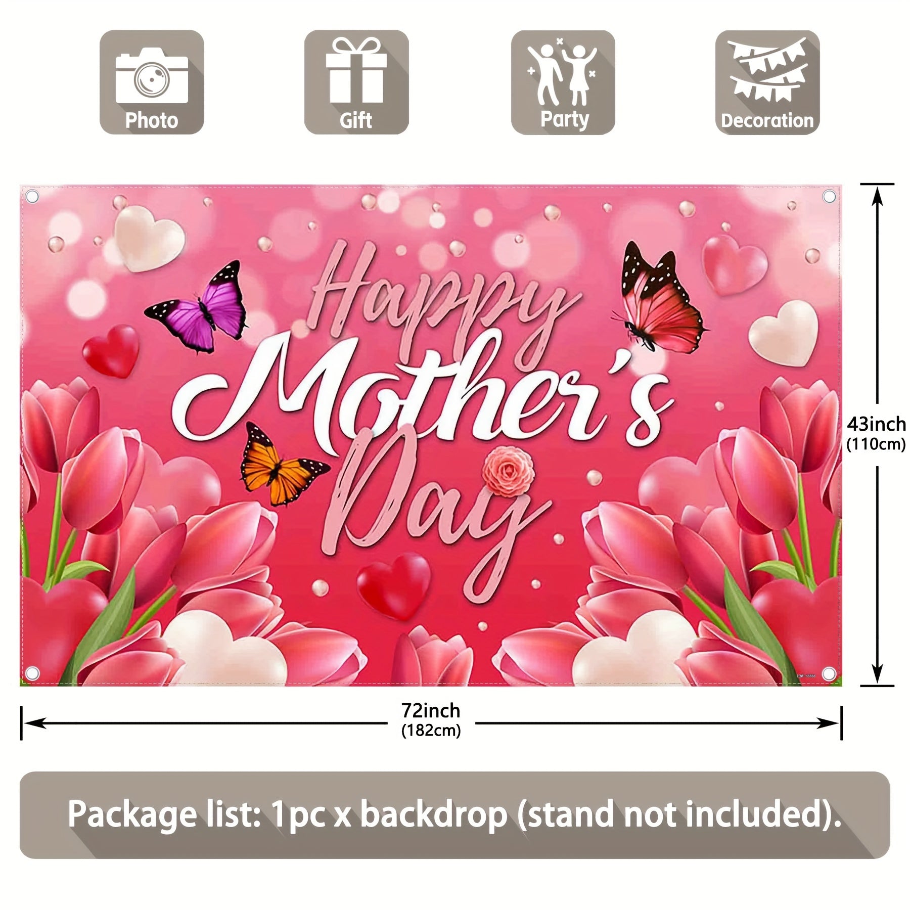 Tulips Happy Mother's Day Colorful Butterfly Backdrop(FAST) - UUFelice Studio