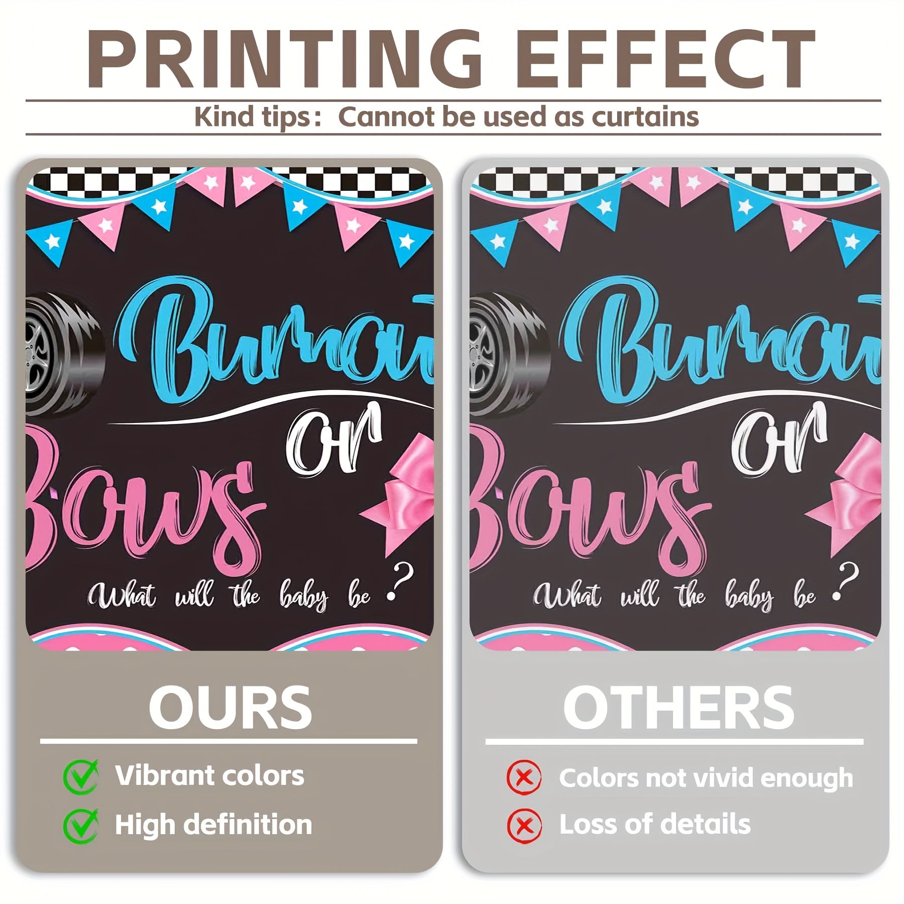 Burnouts Or Bows Gender Reveal Boy Or Girl Backdrop - UUFelice Studio