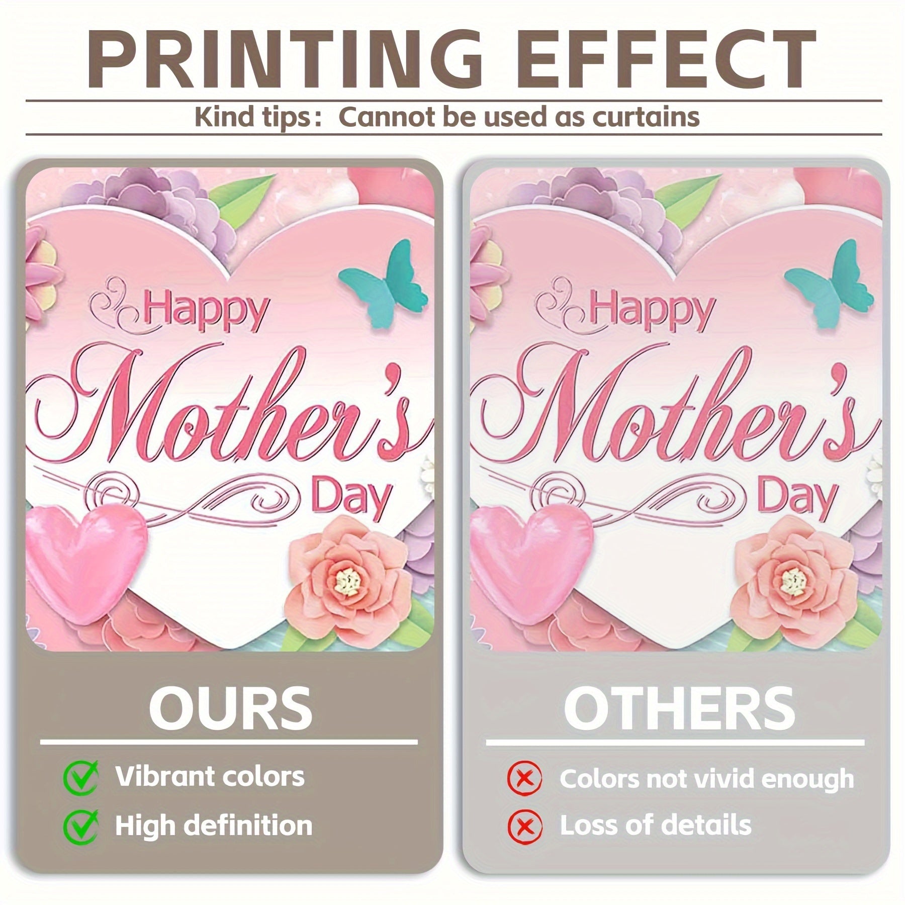 1pc, 72x43inch/96x60inch, Happy Mother's Day! Pink Love Polyester Photography Backdrop,Rose Carnation Butterfly Photo Background Tapestry,Shiny Decorative Lamp Flowers Plants Party Gifts Decorations,Photo Booths Studio Props, Birthday Cake Table Supplies - UUFelice Studio