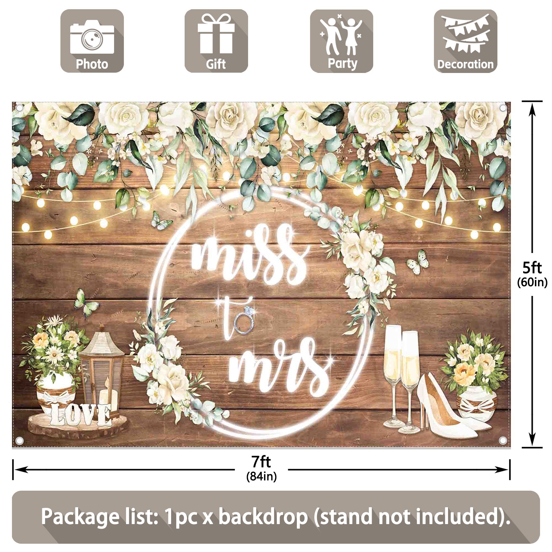 Miss to Mrs Bridal Baby Shower Backdrop