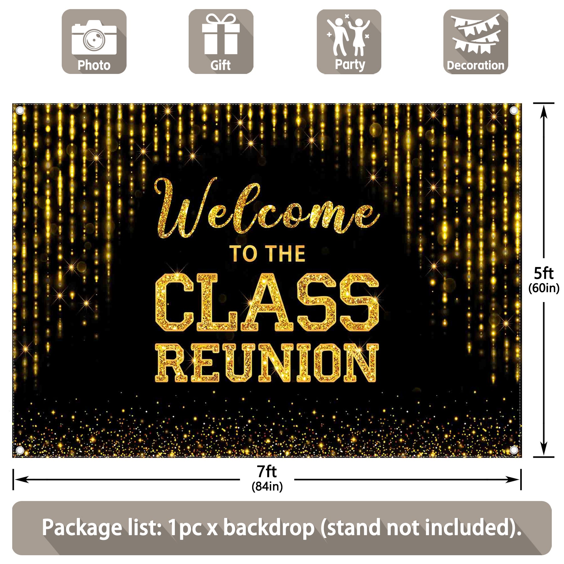 Golden Welcome to The Class Reunion Backdrop