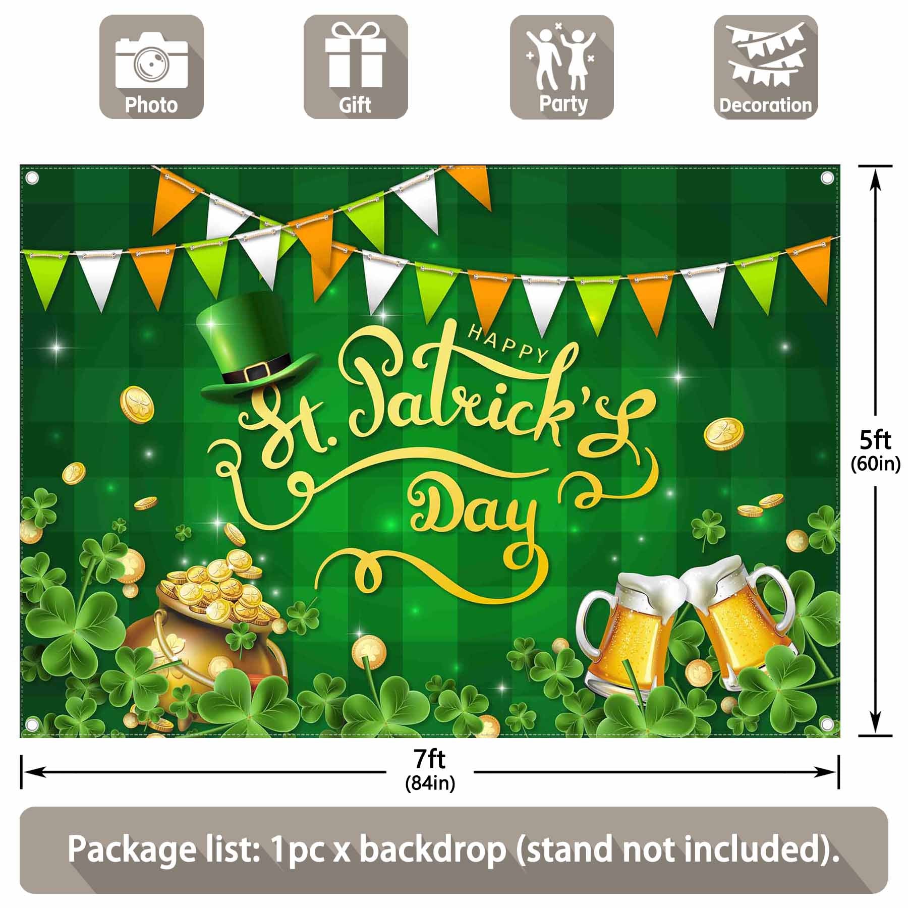 St. Patrick's Day Polyester Green Shamrock Background - UUFelice Studio