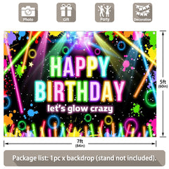 Neon Glow Birthday Party Backdrop