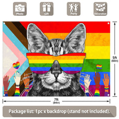 Pride Month Colorful Rainbow Cat Love Backdrop