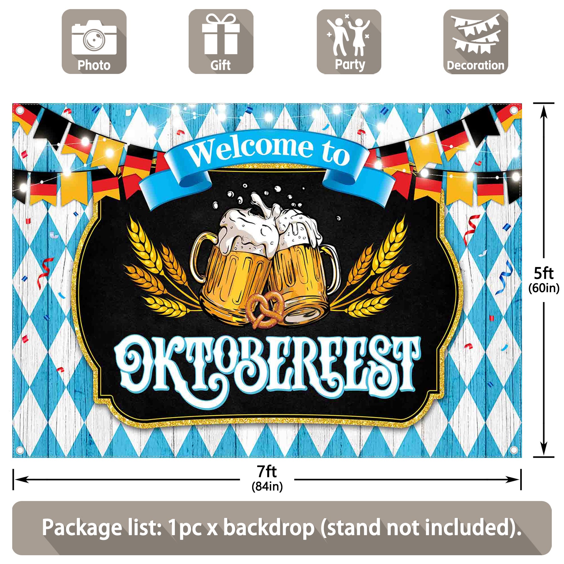 Beer Munich Plaid Oktoberfest Backdrop