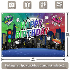 Cityscape Birthday Comics Style Building Backdrop