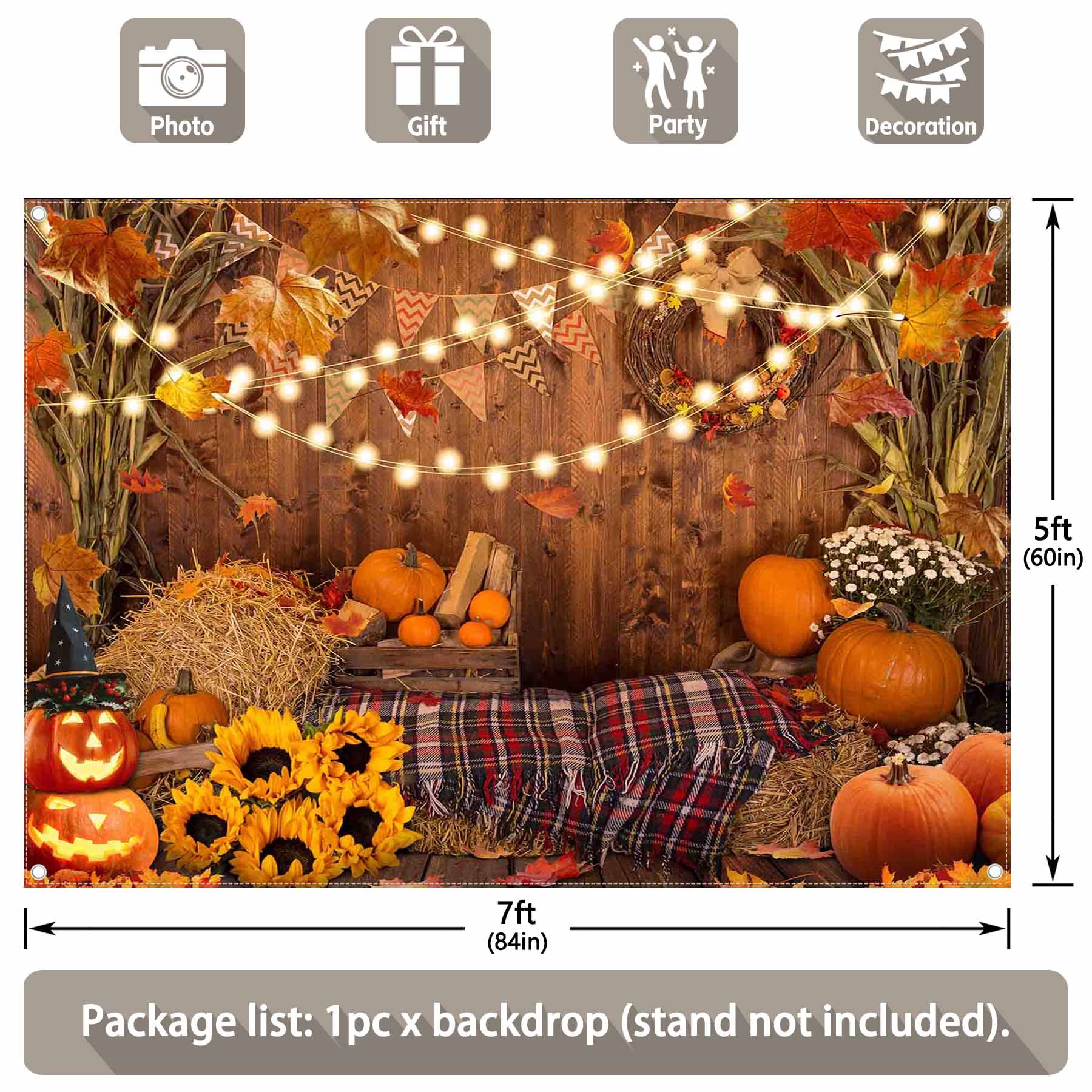 Fall Thanksgiving Autumn Harvest Pumpkins Backdrop - UUFelice Studio