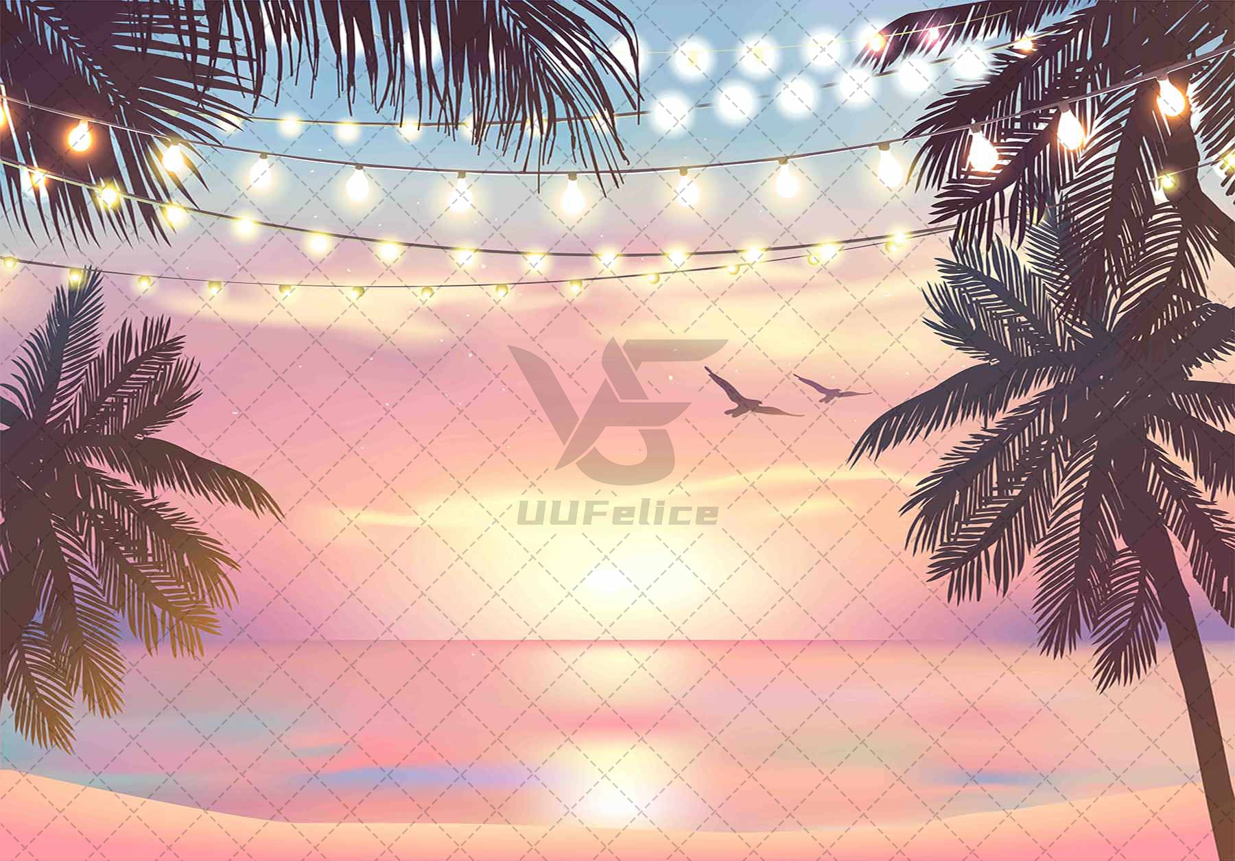 Summer Pink Sunset Hawaii Luau Beach Background(FAST) - UUFelice Studio