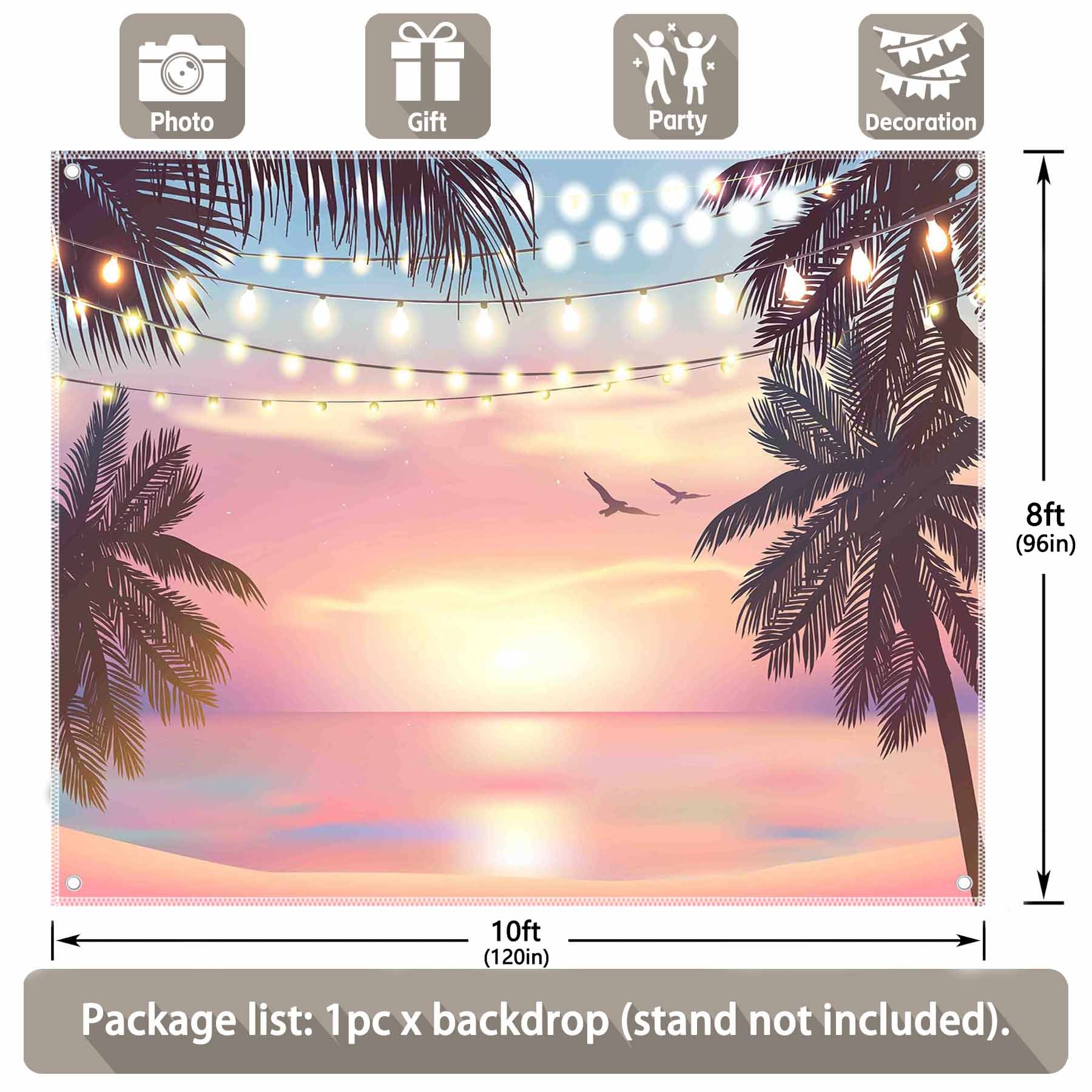 Summer Pink Sunset Hawaii Luau Beach Background(FAST) - UUFelice Studio