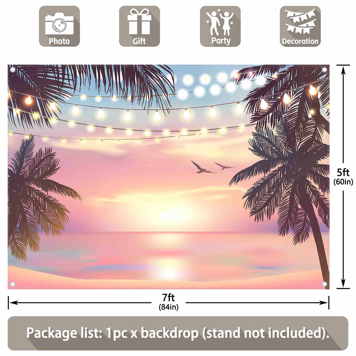 Summer Pink Sunset Hawaii Luau Beach Background(FAST) - UUFelice Studio