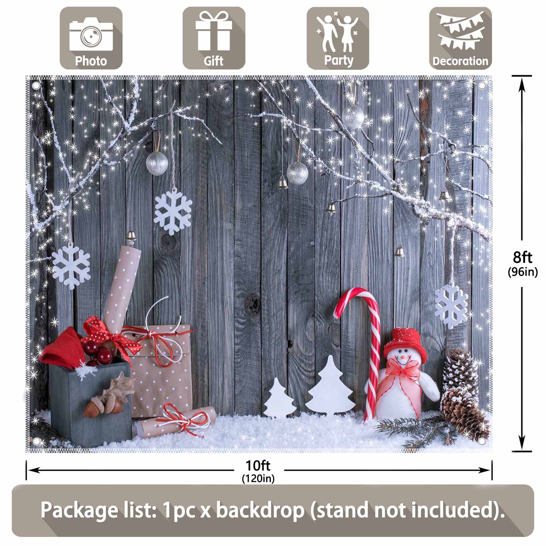 Christmas Winter Snowman Santa Gift Wood Background(FAST)