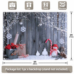 Christmas Winter Snowman Santa Gift Wood Background(FAST)