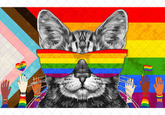 Pride Month Colorful Rainbow Cat Love Backdrop