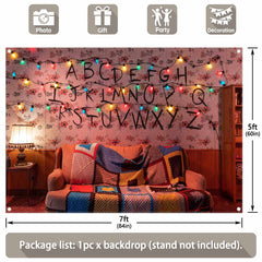 Stranger Alphabet Wall Colorful Lights Room Background