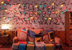 Stranger Alphabet Wall Colorful Lights Room Background