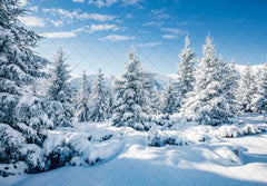 Winter Snow Forest Christmas Tree Backdrop