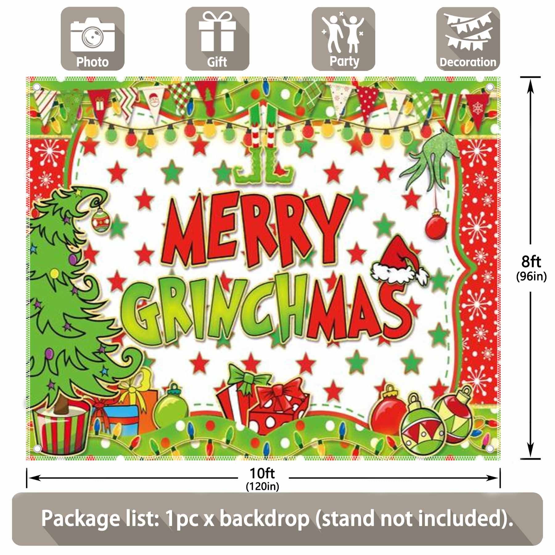 Christmas Merry Xmas Gift Santa Tree Backdrop