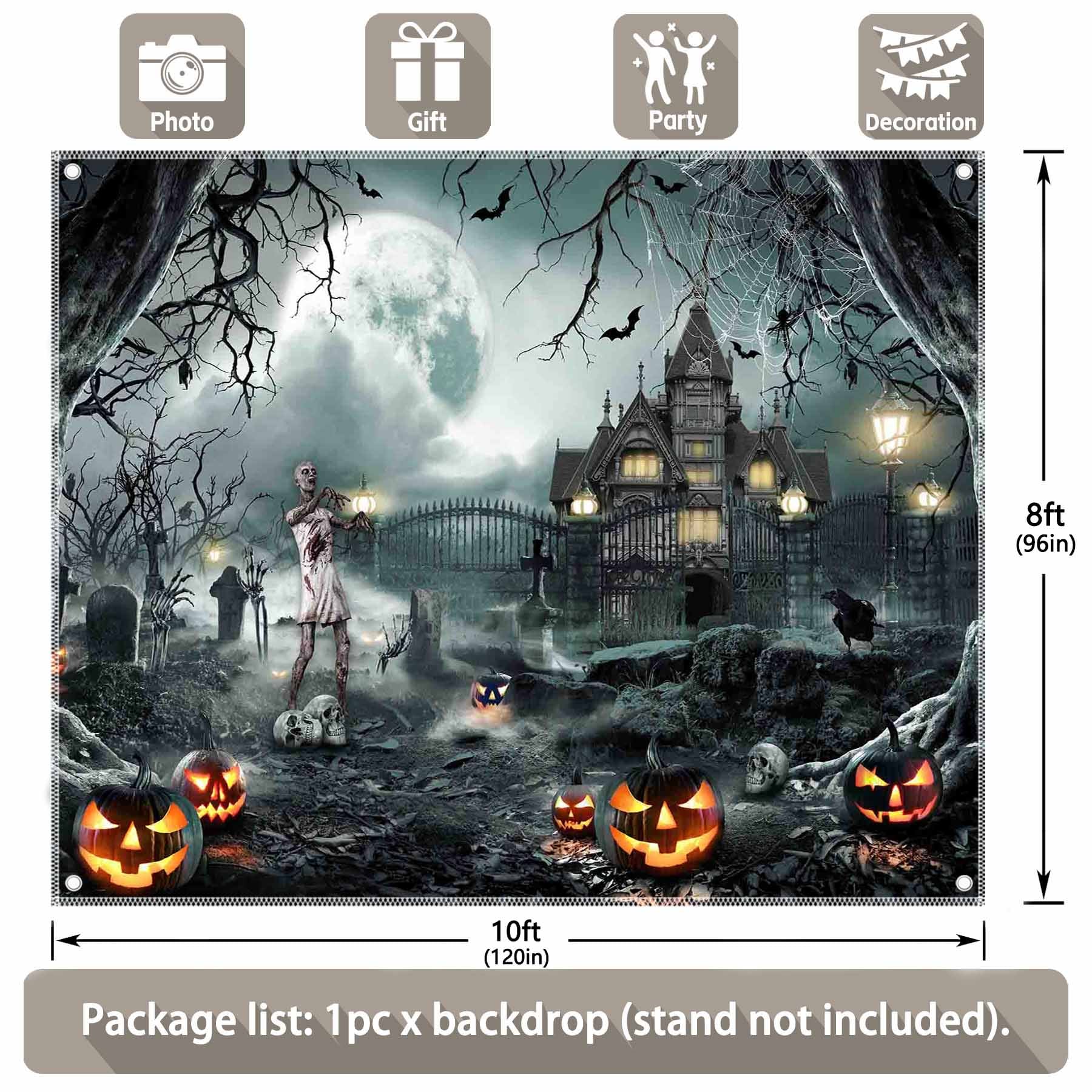 Halloween Gothic Castle Haunted House Backdrop