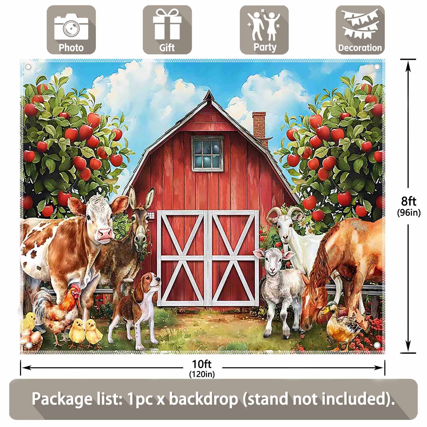 Red Farm Barn Door Rustic Animals Warehouse Backdrop