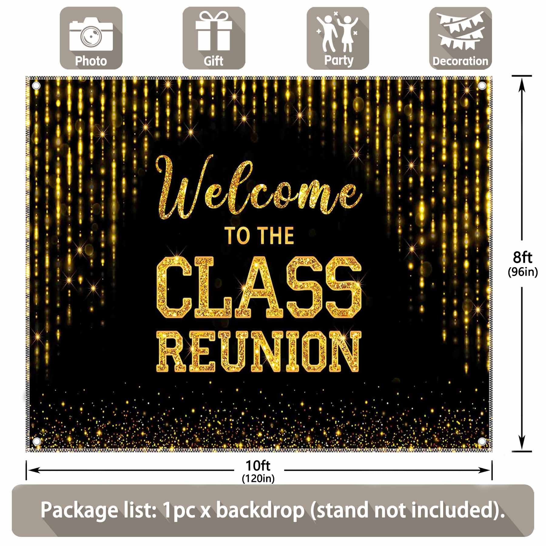 Golden Welcome to The Class Reunion Backdrop