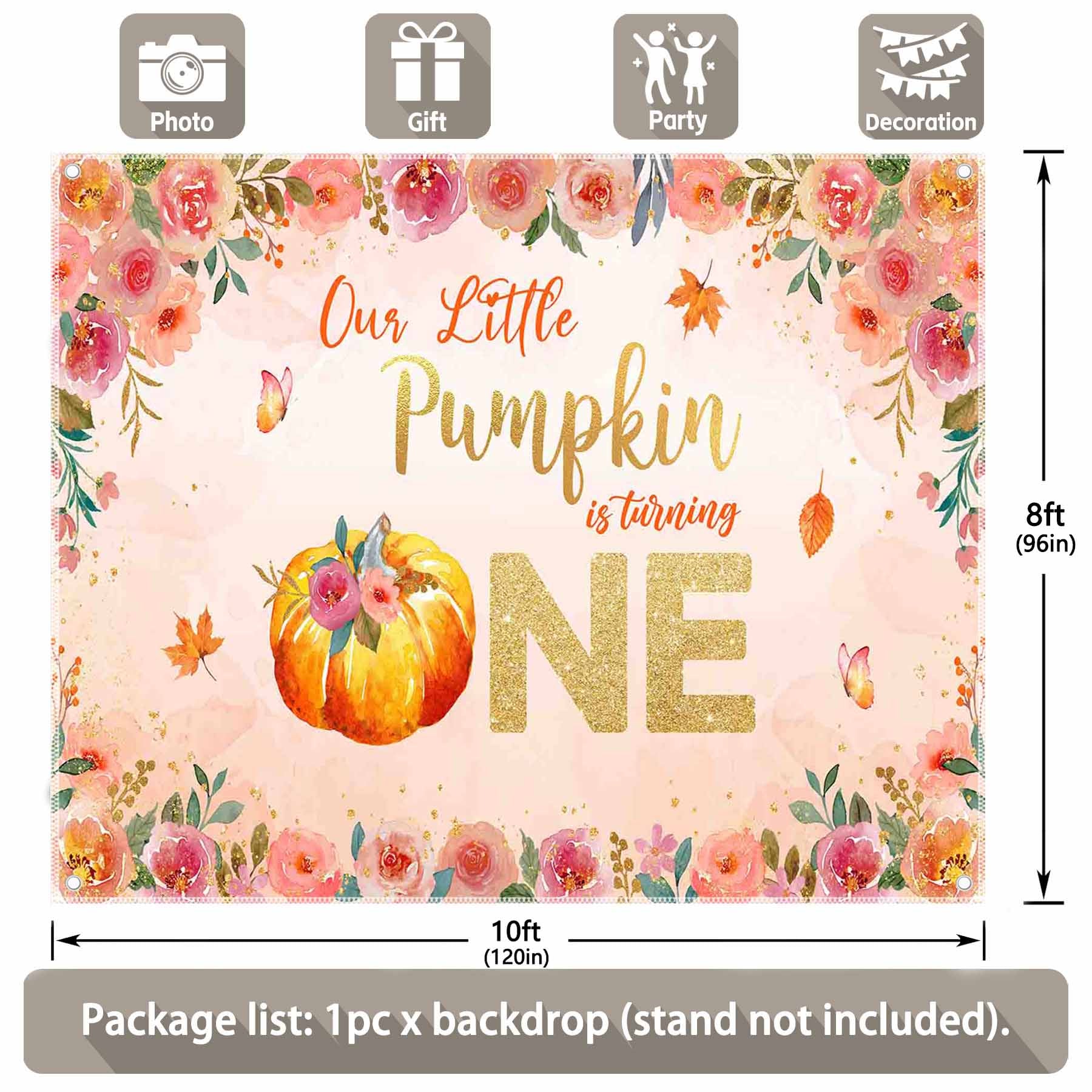 Fall Pumpkin Happy 1st Birthday Our Little Pumpkin Background - UUFelice Studio