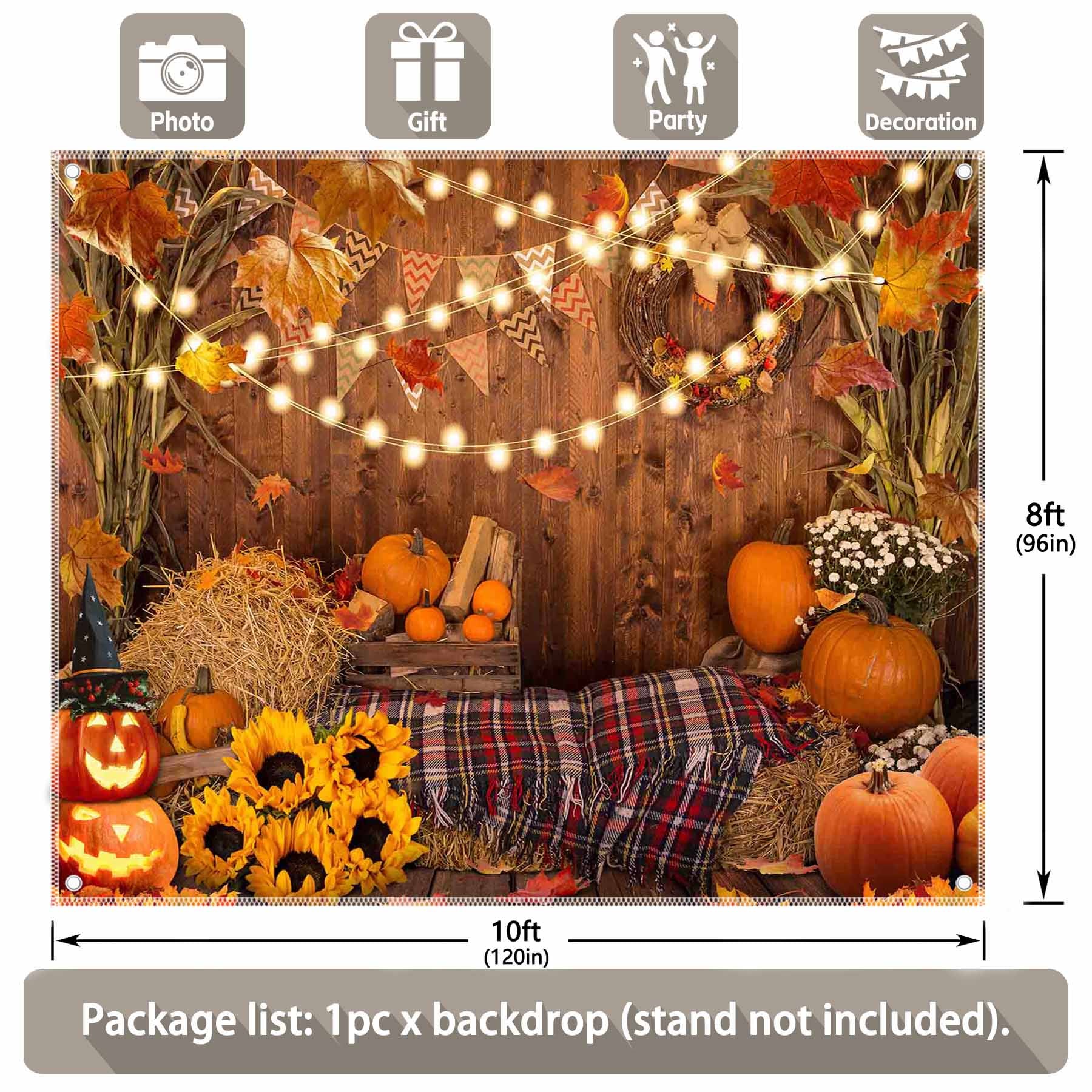 Fall Thanksgiving Autumn Harvest Pumpkins Backdrop - UUFelice Studio