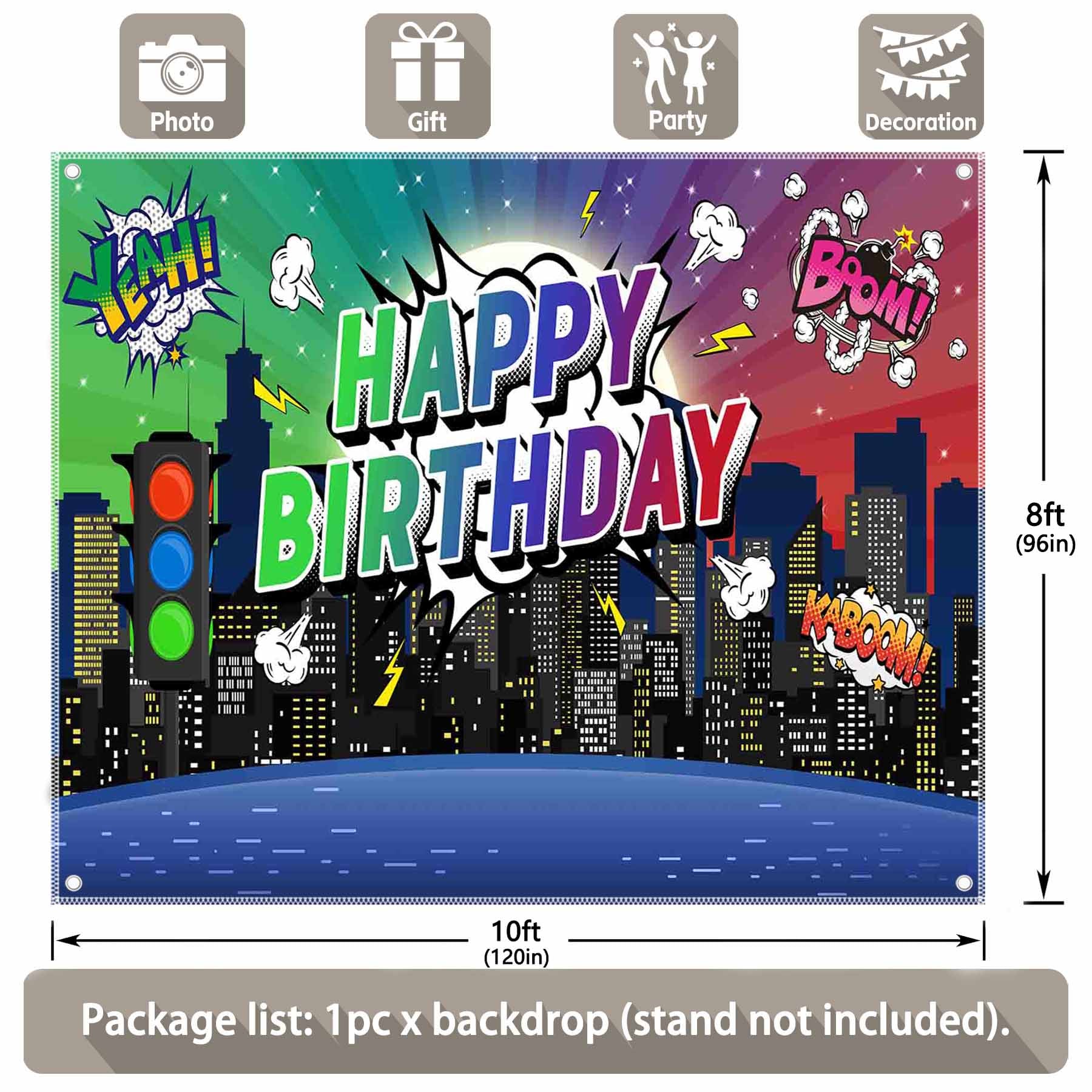 Cityscape Birthday Comics Style Building Backdrop