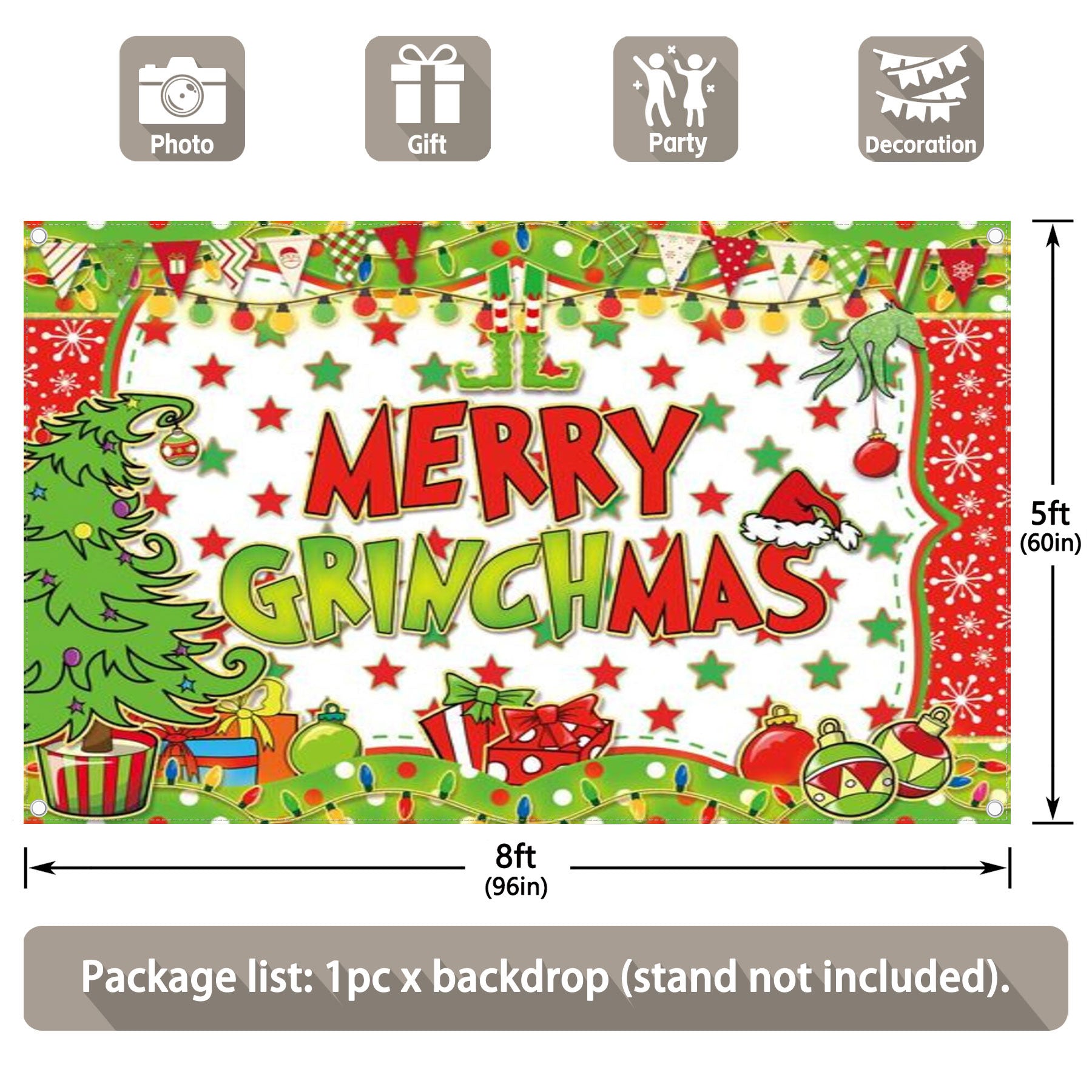 Christmas Merry Xmas Gift Santa Tree Backdrop