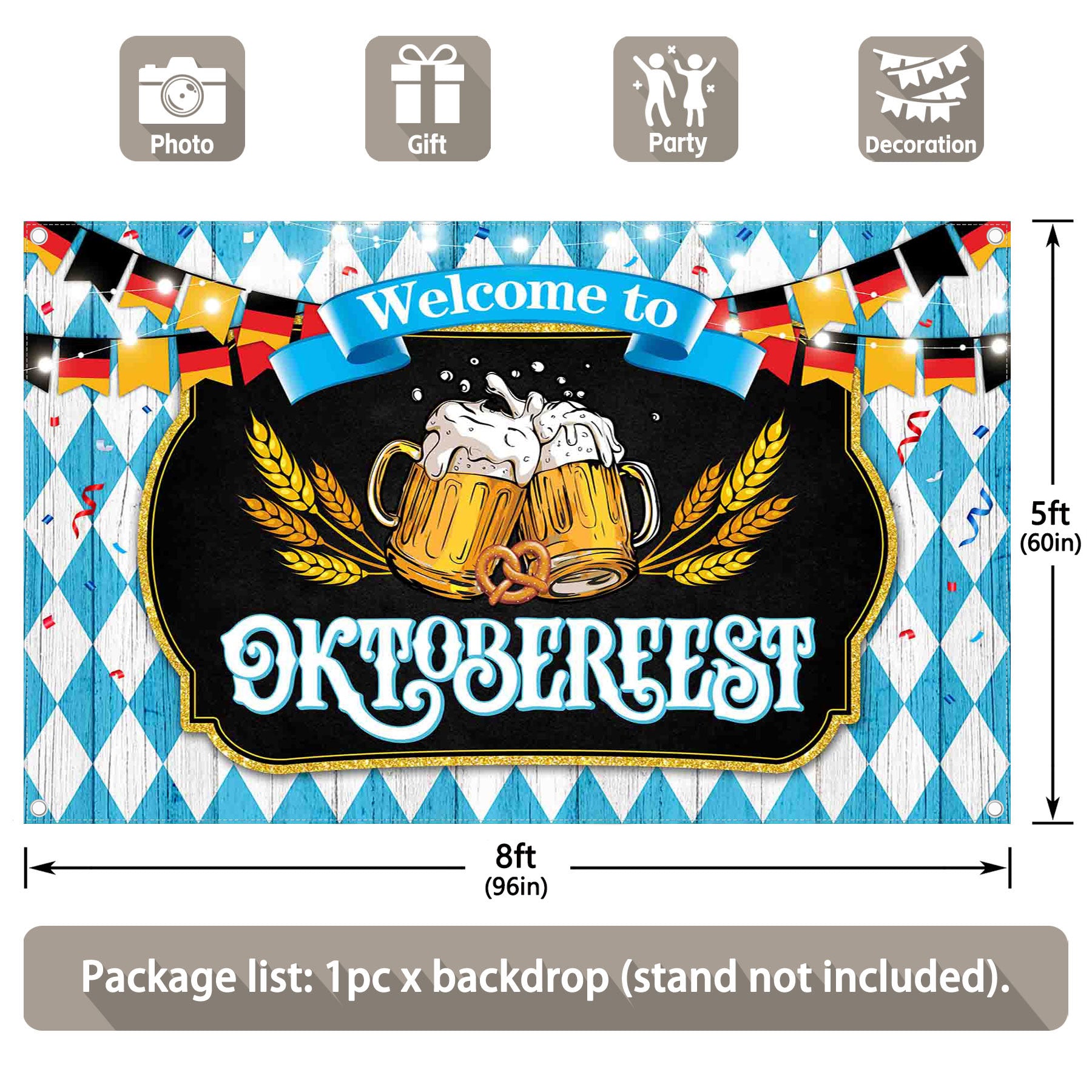 Beer Munich Plaid Oktoberfest Backdrop