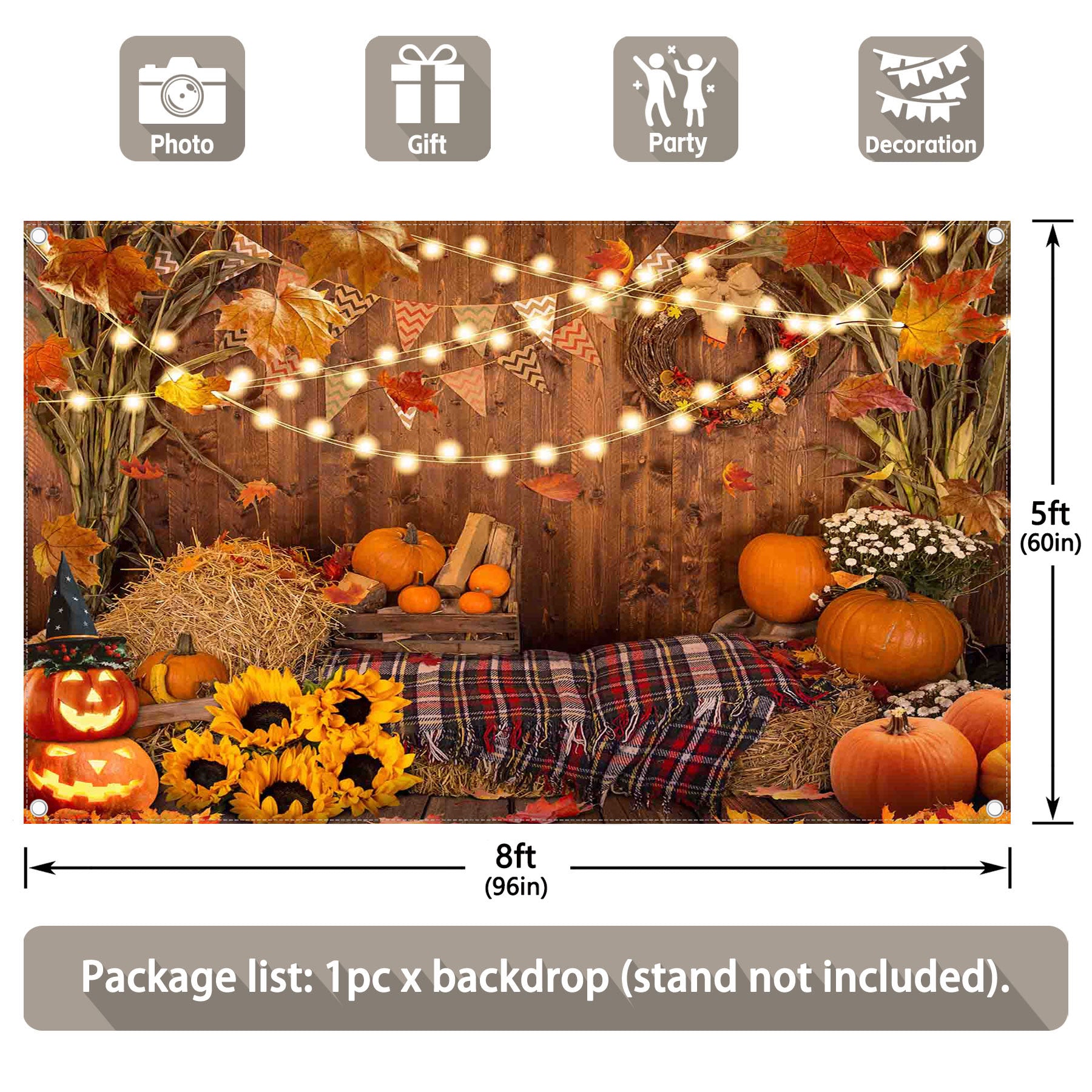 Fall Thanksgiving Autumn Harvest Pumpkins Backdrop - UUFelice Studio