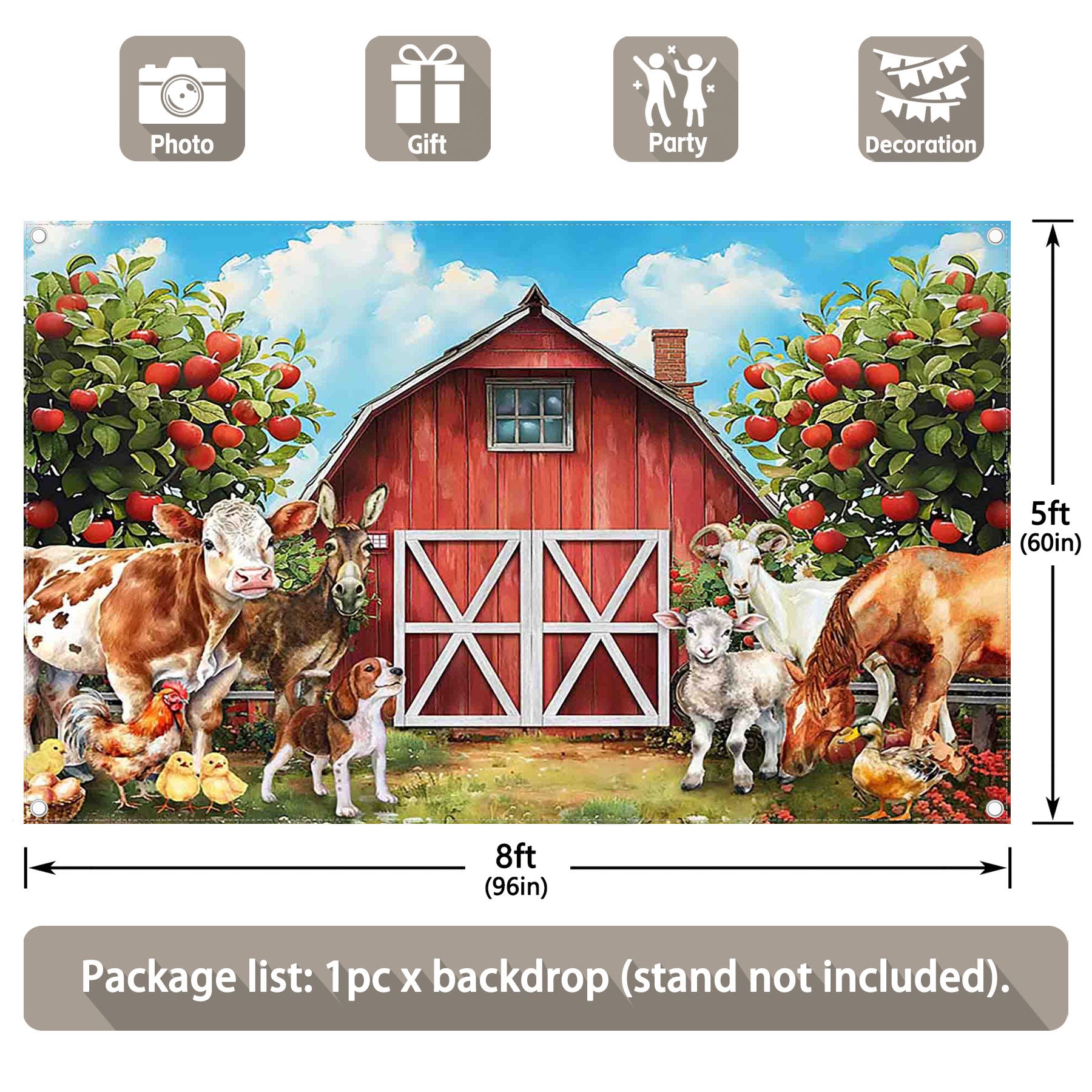 Red Farm Barn Door Rustic Animals Warehouse Backdrop