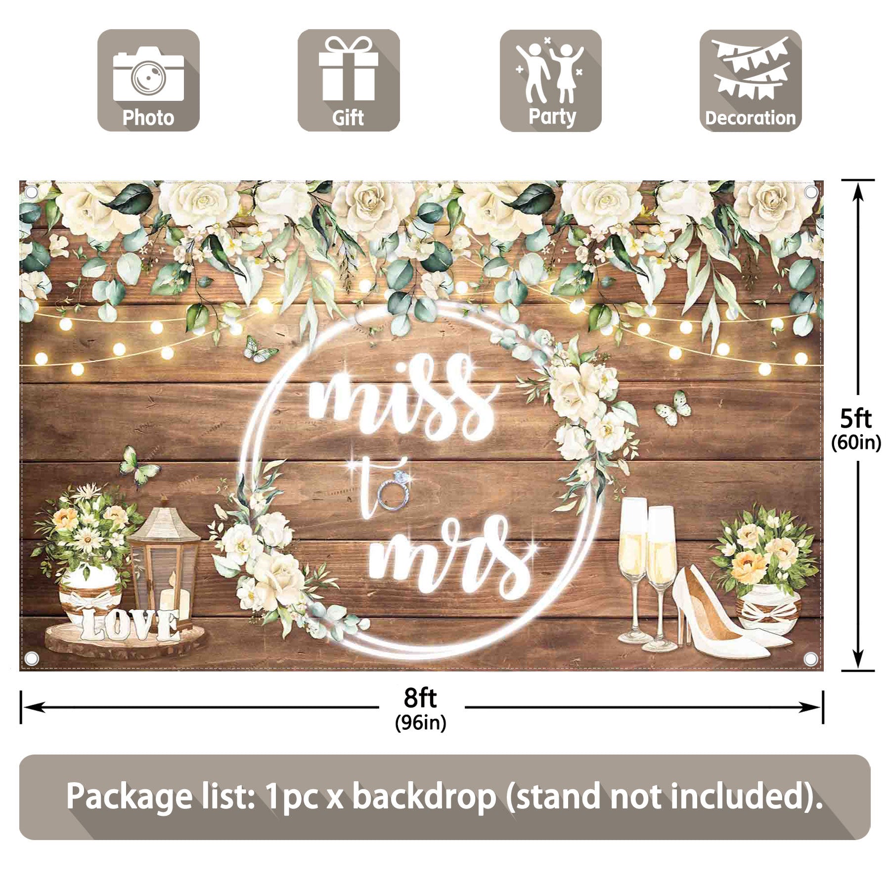 Miss to Mrs Bridal Baby Shower Backdrop