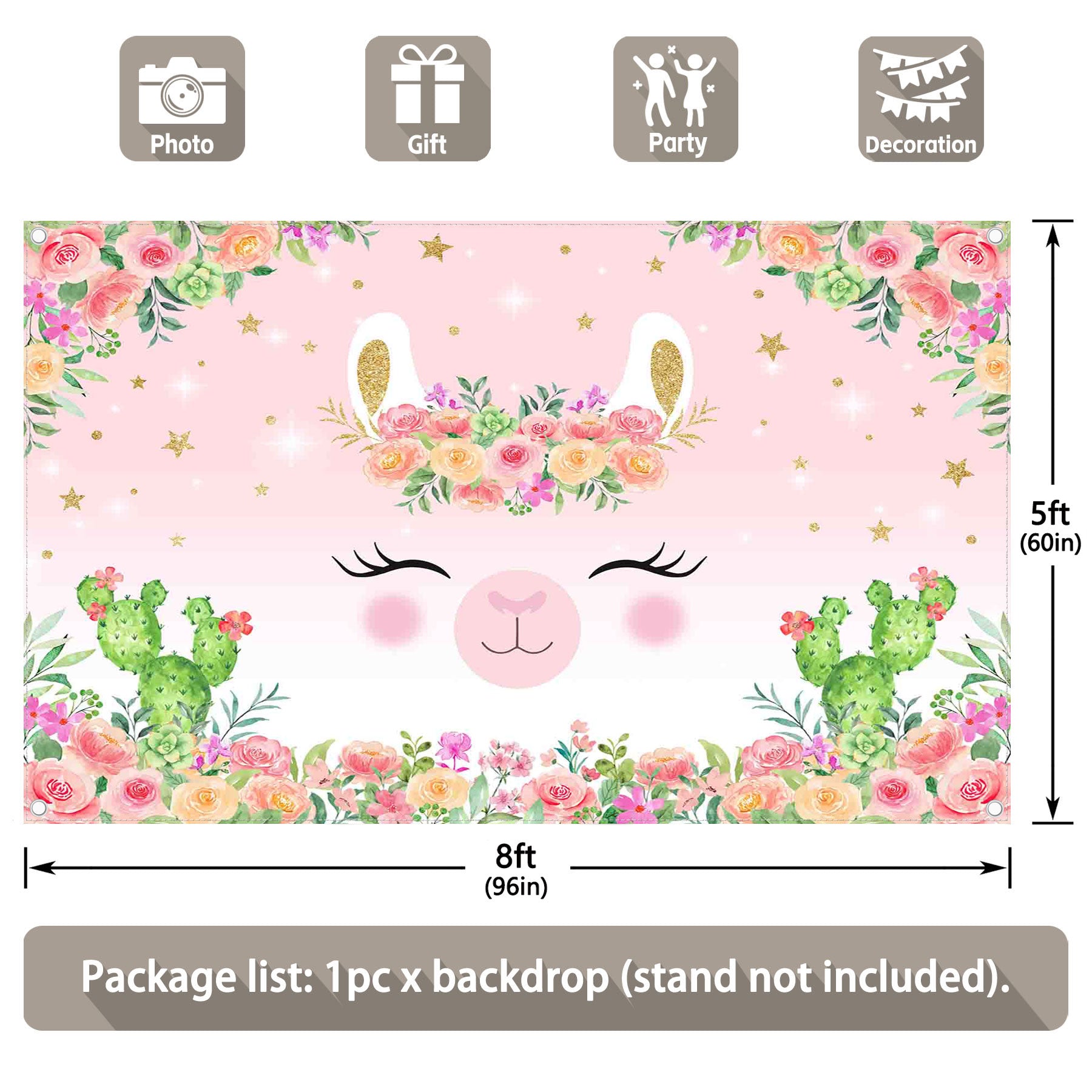 Spring Llama Birthday Party Little cute Backdrop - UUFelice Studio