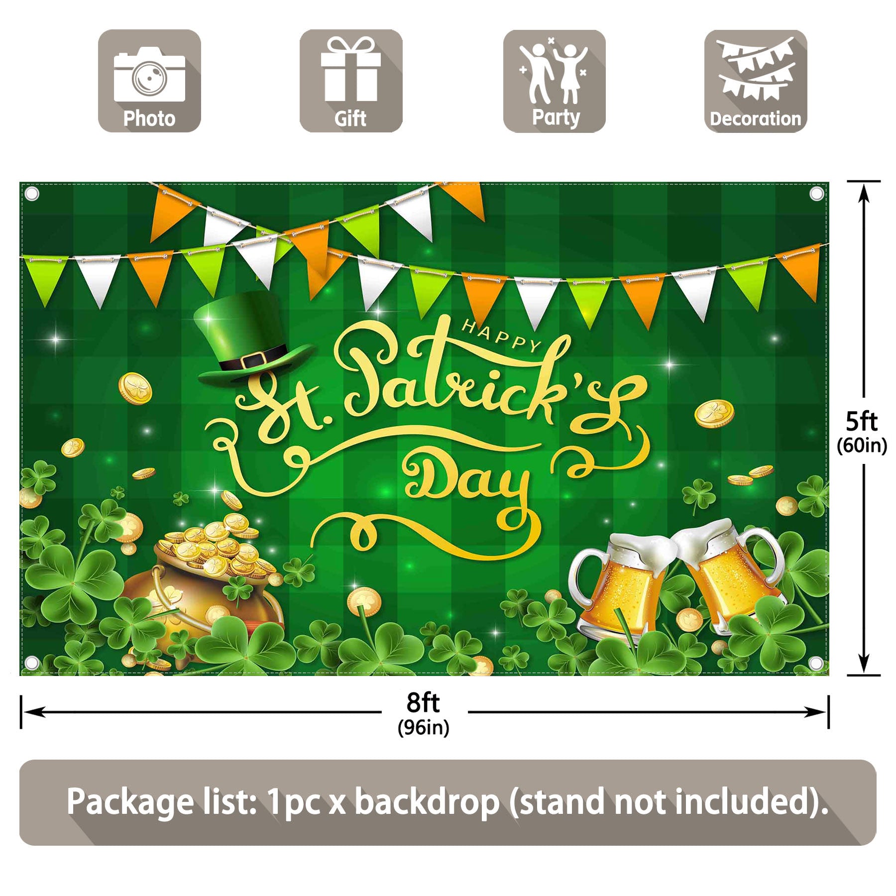 St. Patrick's Day Polyester Green Shamrock Background - UUFelice Studio