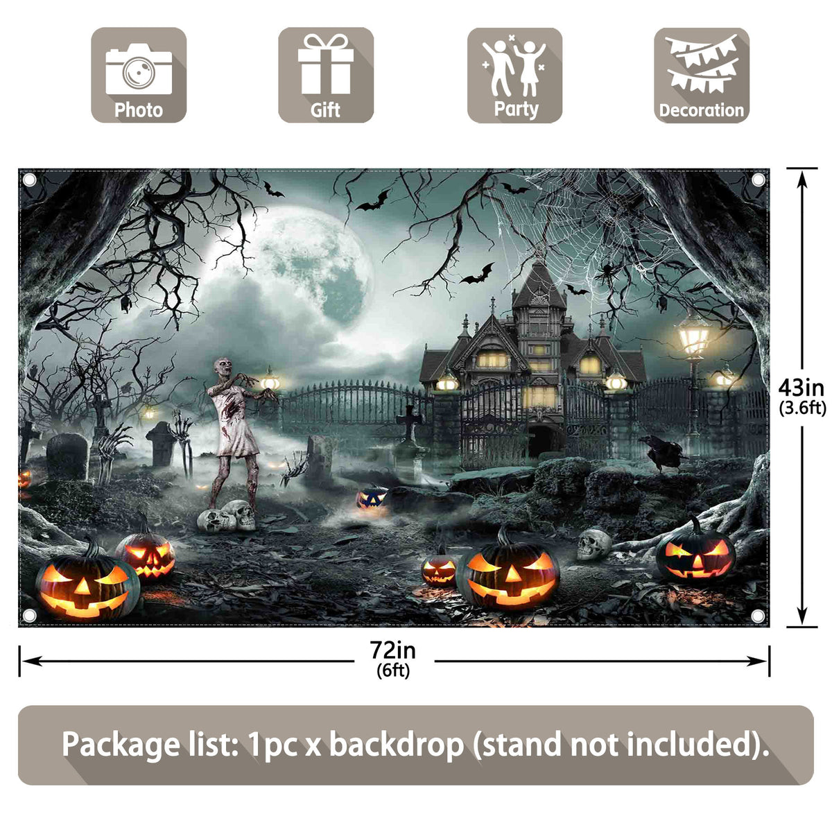 Halloween Gothic Castle Haunted House Backdrop