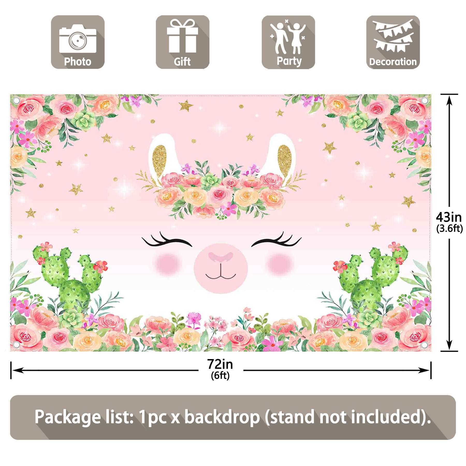 Spring Llama Birthday Party Little cute Backdrop - UUFelice Studio